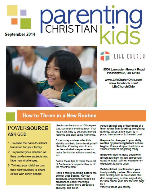 Parenting Christian Kids September 2014 Newsletter